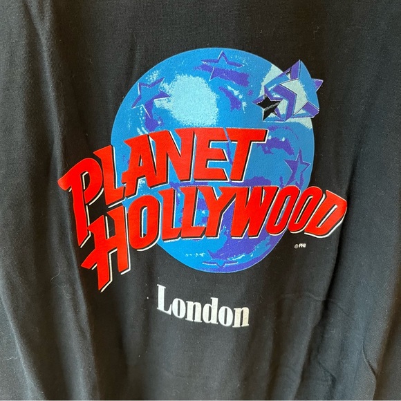 Planet Hollywood London T-Shirt XL Black Cotton Picadilly Circus Logo EXCELLENT - Picture 2 of 3